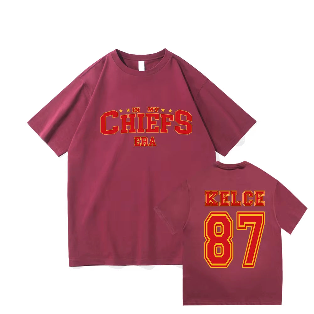 In My Chiefs Era Shirt Travis Shirt Travis Kelce Football T-Shirt Women Man O-Neck Short Sleeve Shirt Tops