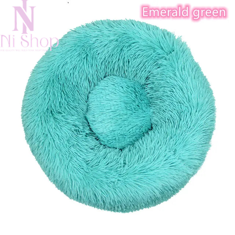 Pet Dog Bed Plush Full Size Washable Calm Bed Donut Cat Bed Comfortable Sleeping