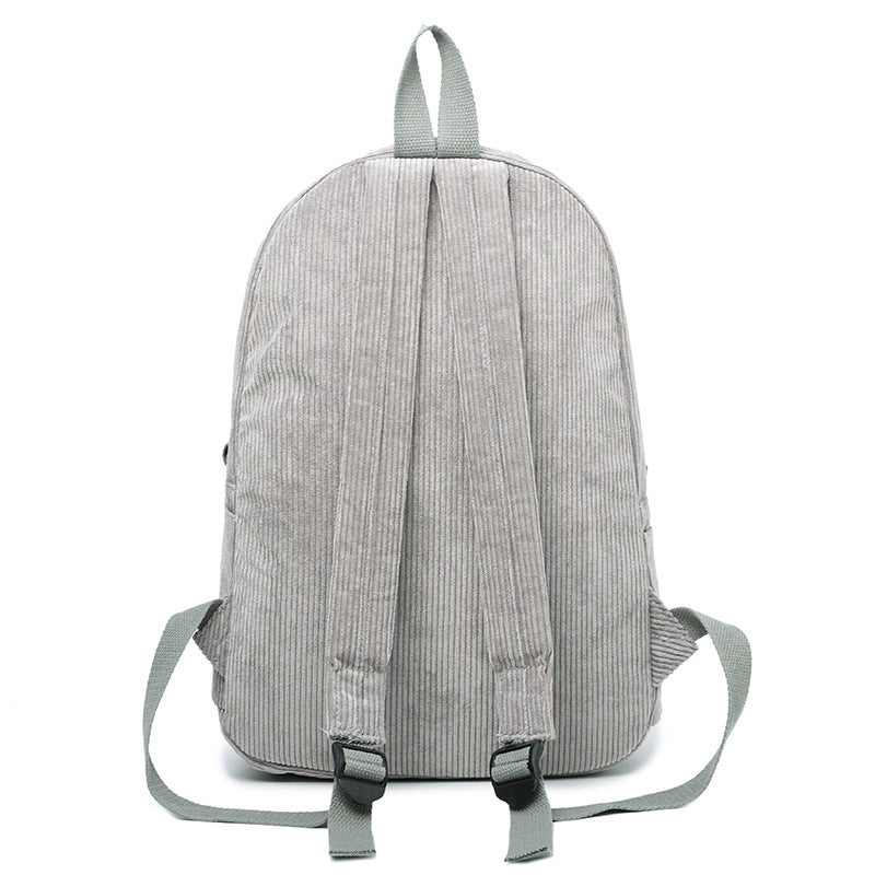 Corduroy Backpack Students Shoulder School Bags