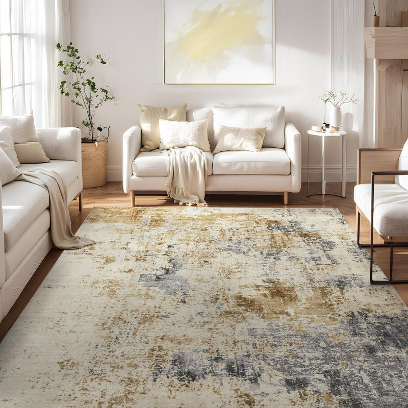 Montvoo Abstract Washable Area Rugs for Living Room & Bedroom, Soft Touch & Unique Design, Machine Washable Large Area Carpet, Tiktok Shop Home Fall Decor, 8X10, 9X12