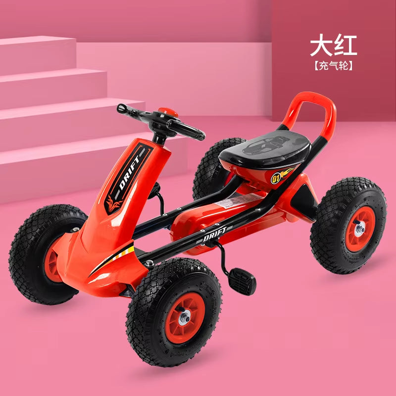 Lazychild Foldable Go Kart 4 Wheel Pedal Ride on Adjustable Seat Ride on Pedal Toy Car for Kids 2-8 Years Karting Dropshipping