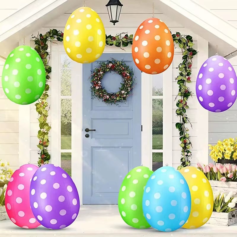 16 Inch Giant Egg Easter Inflatable Ball Outdoor Inflatable Easter Ornament Home Garden Easter Decoration 2024