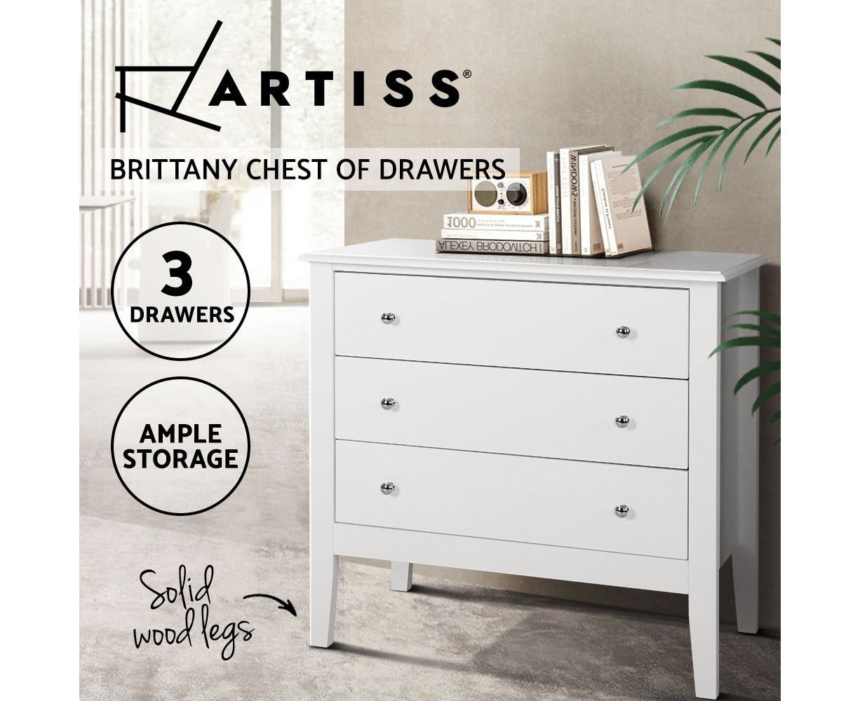 3 Chest of Drawers - BRITTANY White