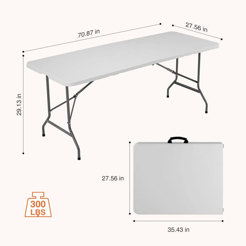 4/6/8FT Folding Table Outdoor Indoor Heavy Duty Portable Table with Carrying Handle for Camping Picnic Party for Christmas Gifts