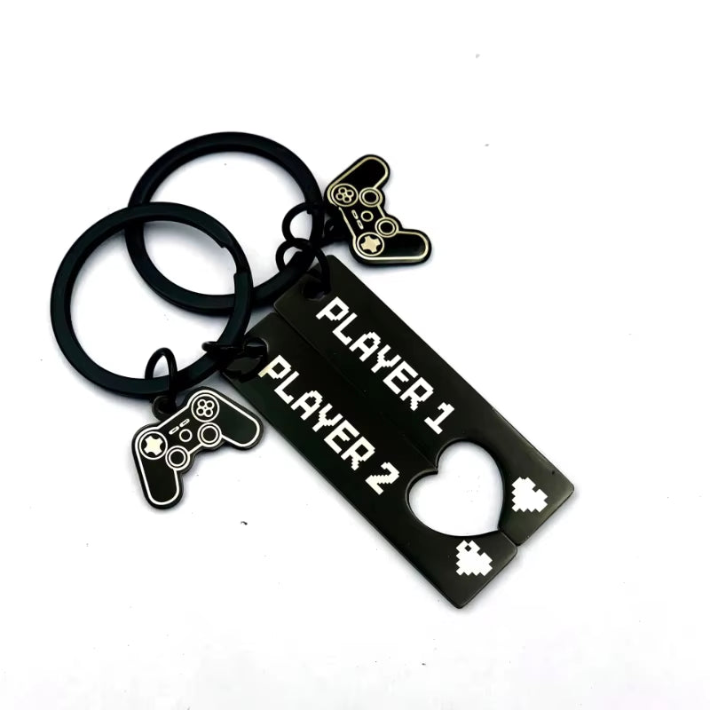 2 PCS Funny Couple Gamers Gifts Player 1 Player 2 Matching Keychain for Her Him Girlfriend Boyfriend Valentine'S Day Gaming Gift