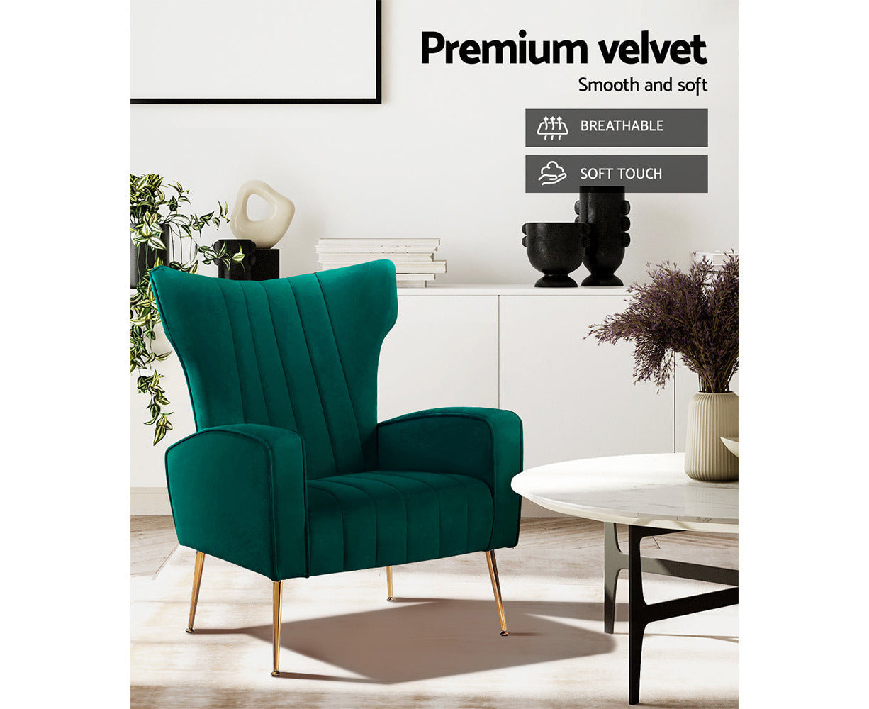 Armchair Green Velvet Kate