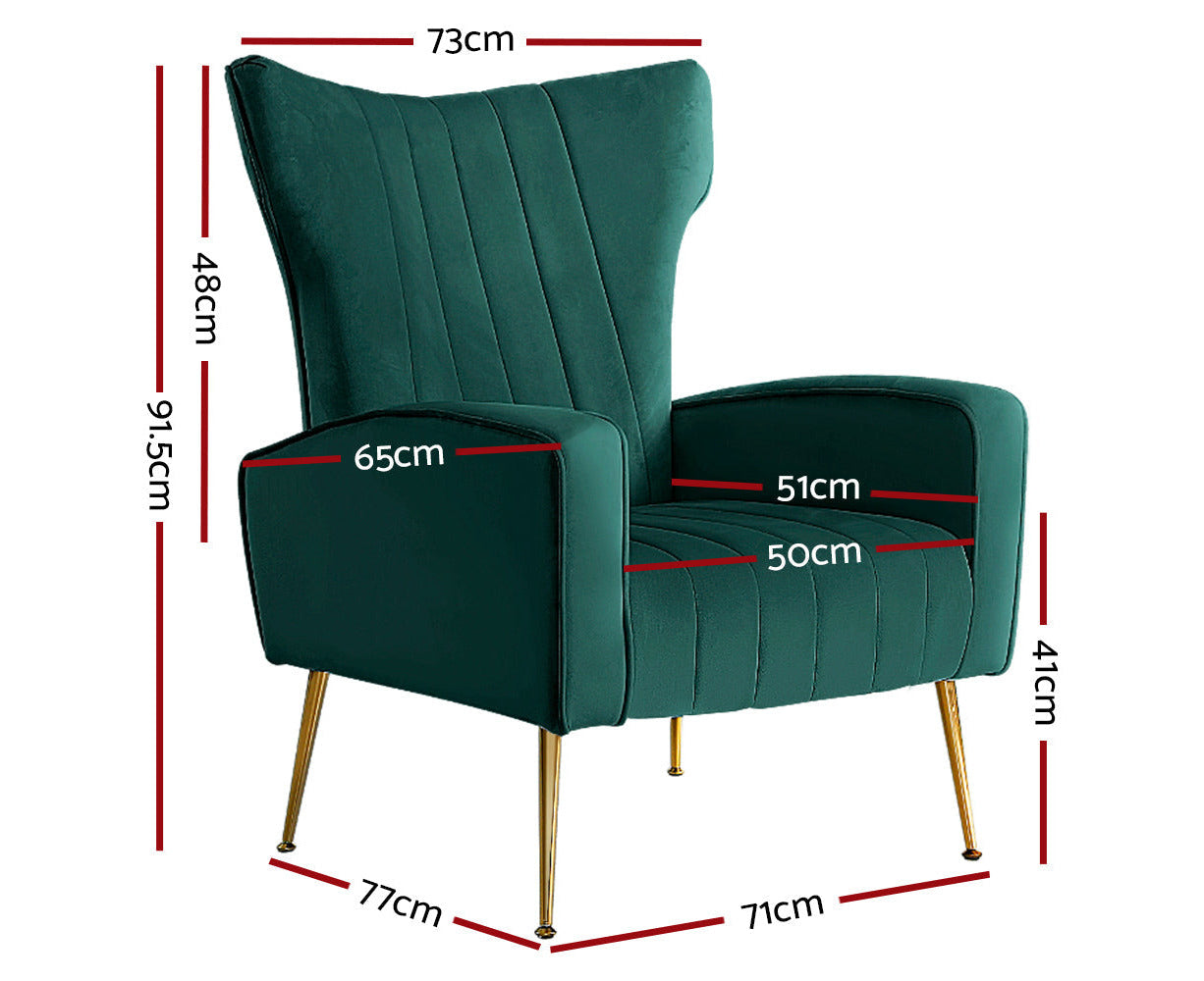 Armchair Green Velvet Kate