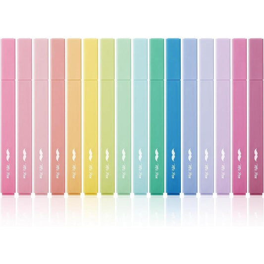 Mr. Pen Aesthetic Highlighters, 16 Pcs, Chisel Tip, Non Bleed