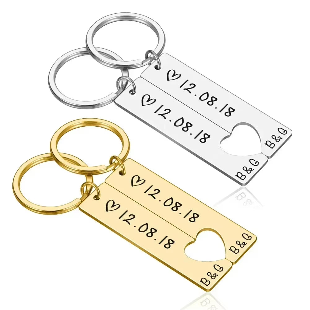 Customized Couples Keychain Boyfriend Girlfriend Keyring Husband Anniversary Valentine Day Gift Pinky Promise Women Men Keychain