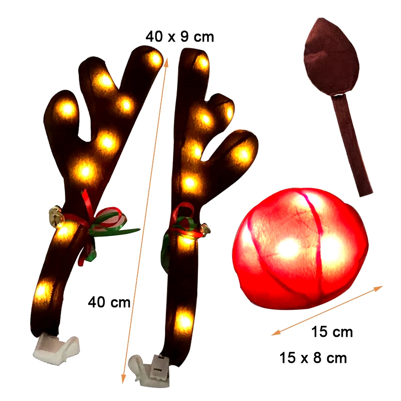 LED Glowing Antlers Christmas Car Decoration Accessories Car Truck Costume Reindeer Deer Antlers for Truck SUV Elk Vehicle Decor