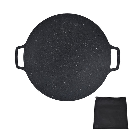 Korean BBQ Grill Pan Iron Nonstick Heat Resistant Round Grilling Tray