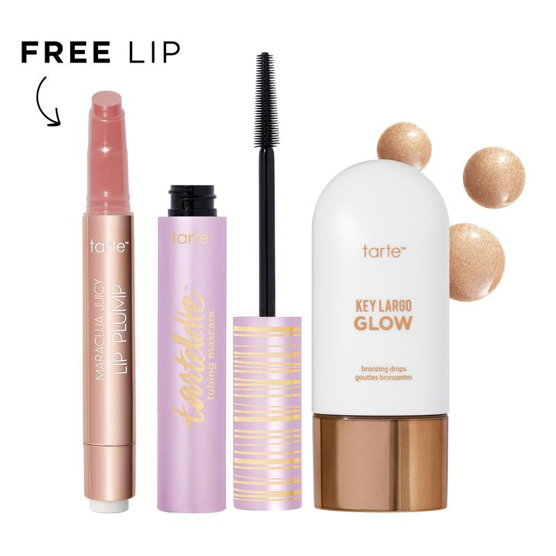 Tarte Maracuja Juicy Lip Plump, Tubing Mascara and Bronzing Drops