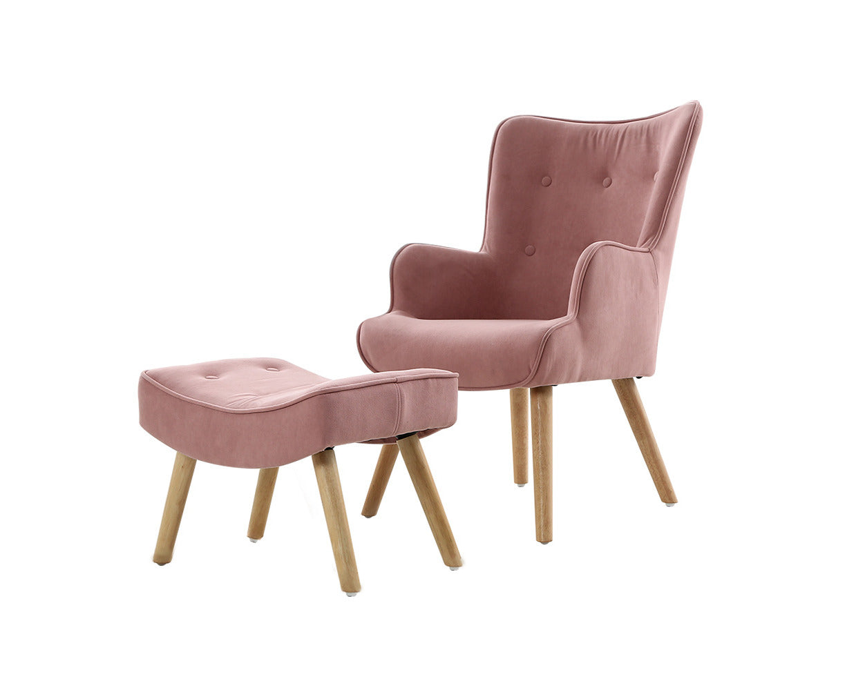 Armchair Set with Ottoman Pink Lansar