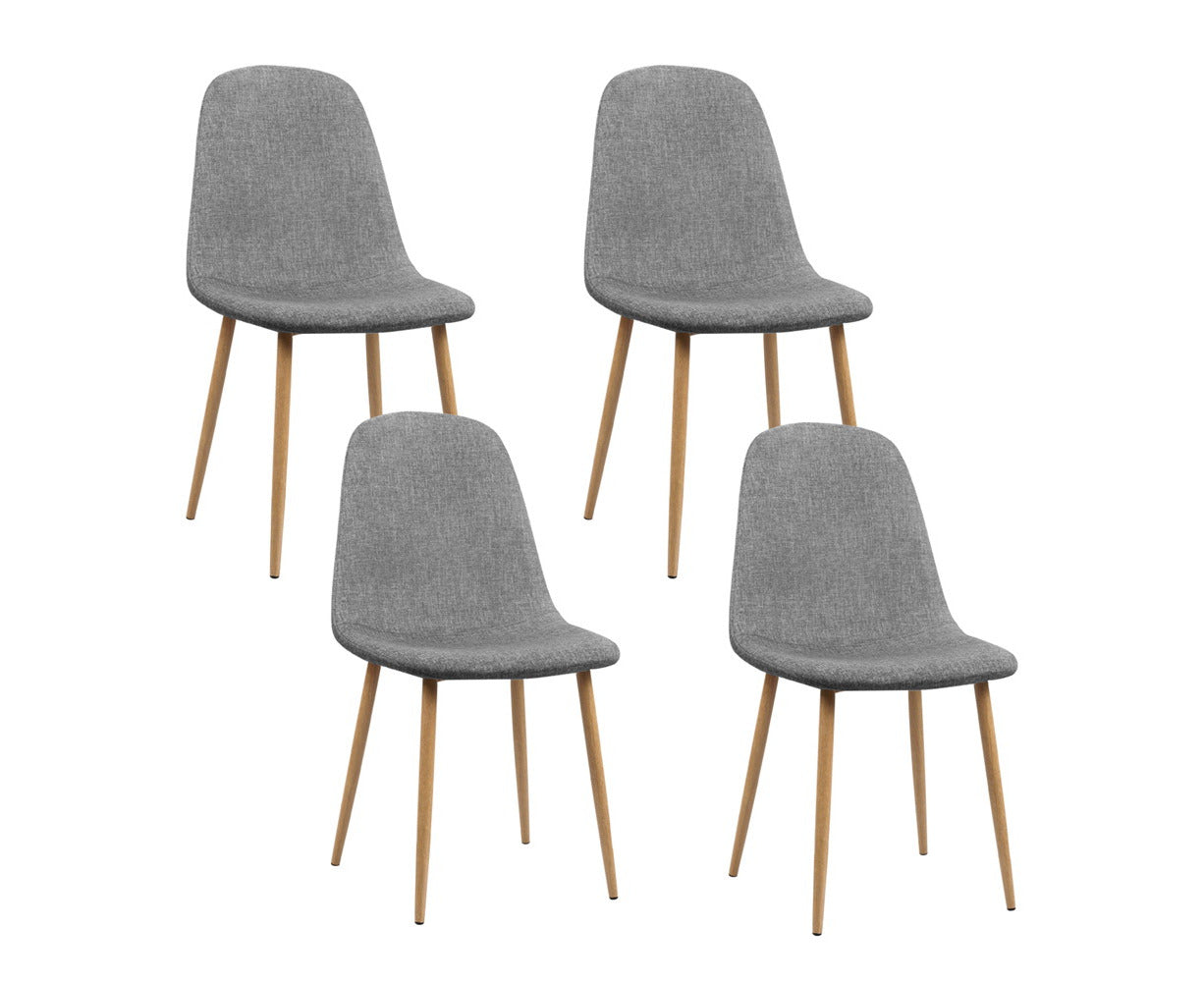 Dining Chairs Set of 4 Linen Curved Slope Grey