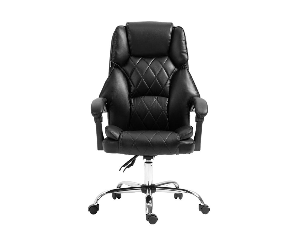 Executive Office Chair Leather Recliner Black