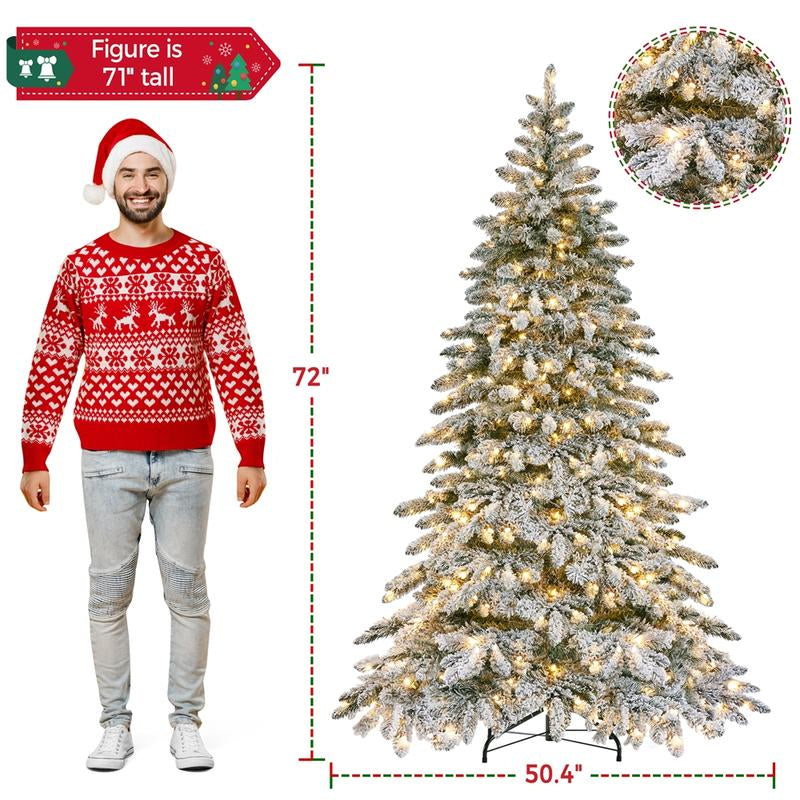 Yaheetech Pre-Lit Artificial Christmas Tree with Warm Lights, Holiday Decorative Fir Christmas Tree with Stand Ornaments Decoration