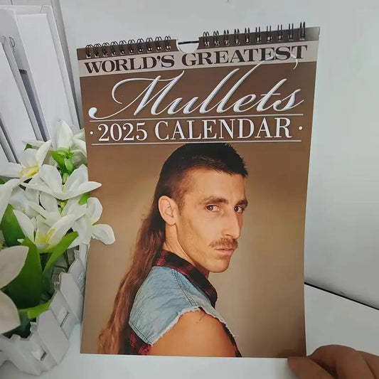 World'S Greatest Mullets Calendar, 1 Count 2025 Wall Calendar, Rock and Roll Hairstyle Calendar, Home Office Hair Salon Shop Wall Decoration