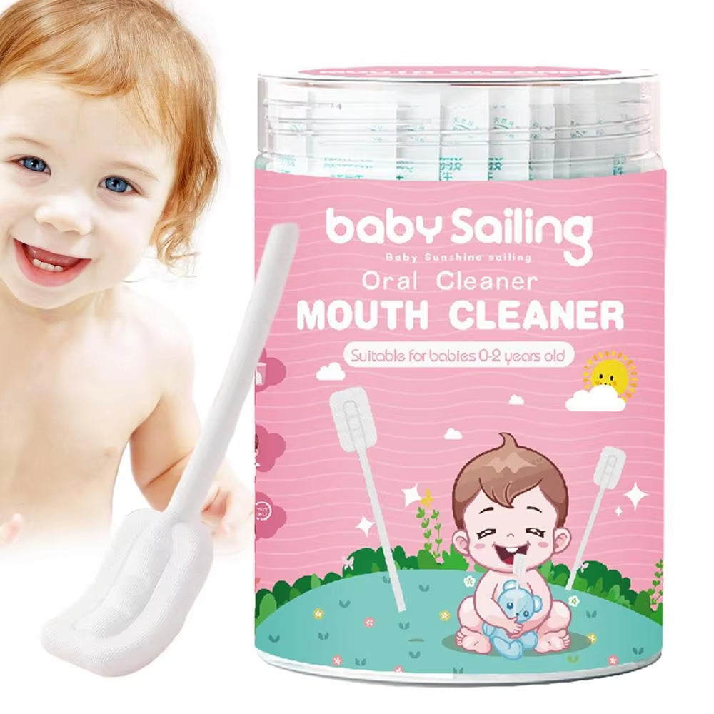 Baby Gauze Tongue Cleaner 30Pcs One-Time Baby Toothbrush Portable Oral Tongue Gauze Gum Cleaner Flexible Toothbrush Tongue