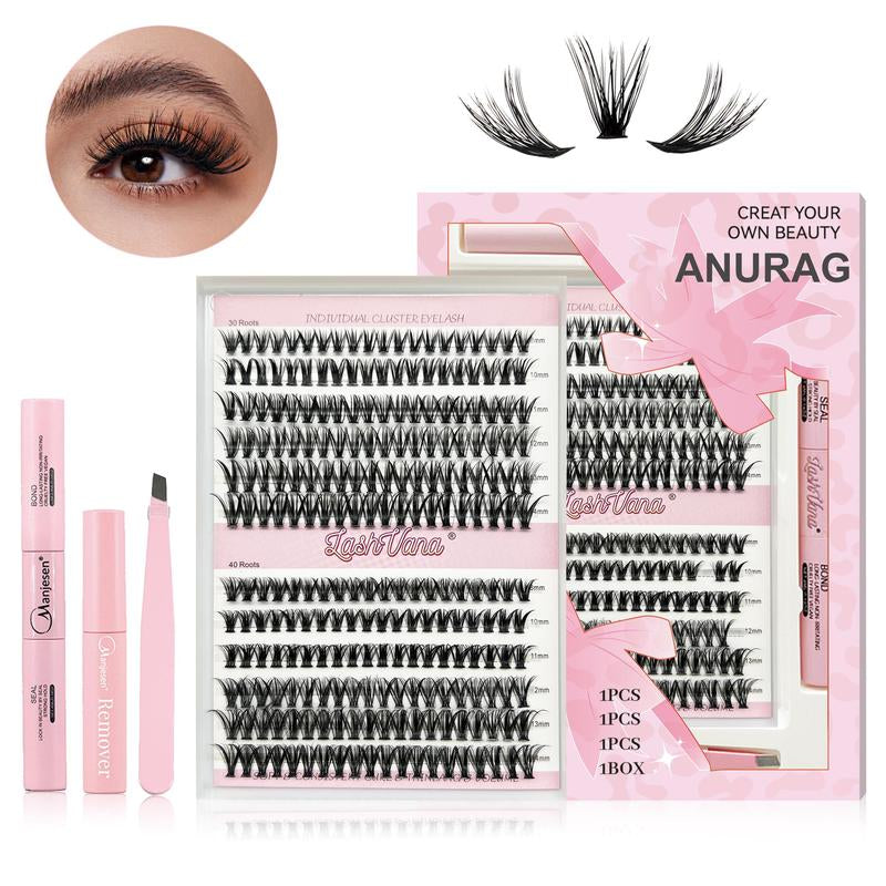 DIY Fluffy Eyelash Extension Kit 240 Eyelash Set Kit Individual Eyelashes Natural 9-17Mm Kit with Applicator Makeup Cosmetic Makeup Cosmetic