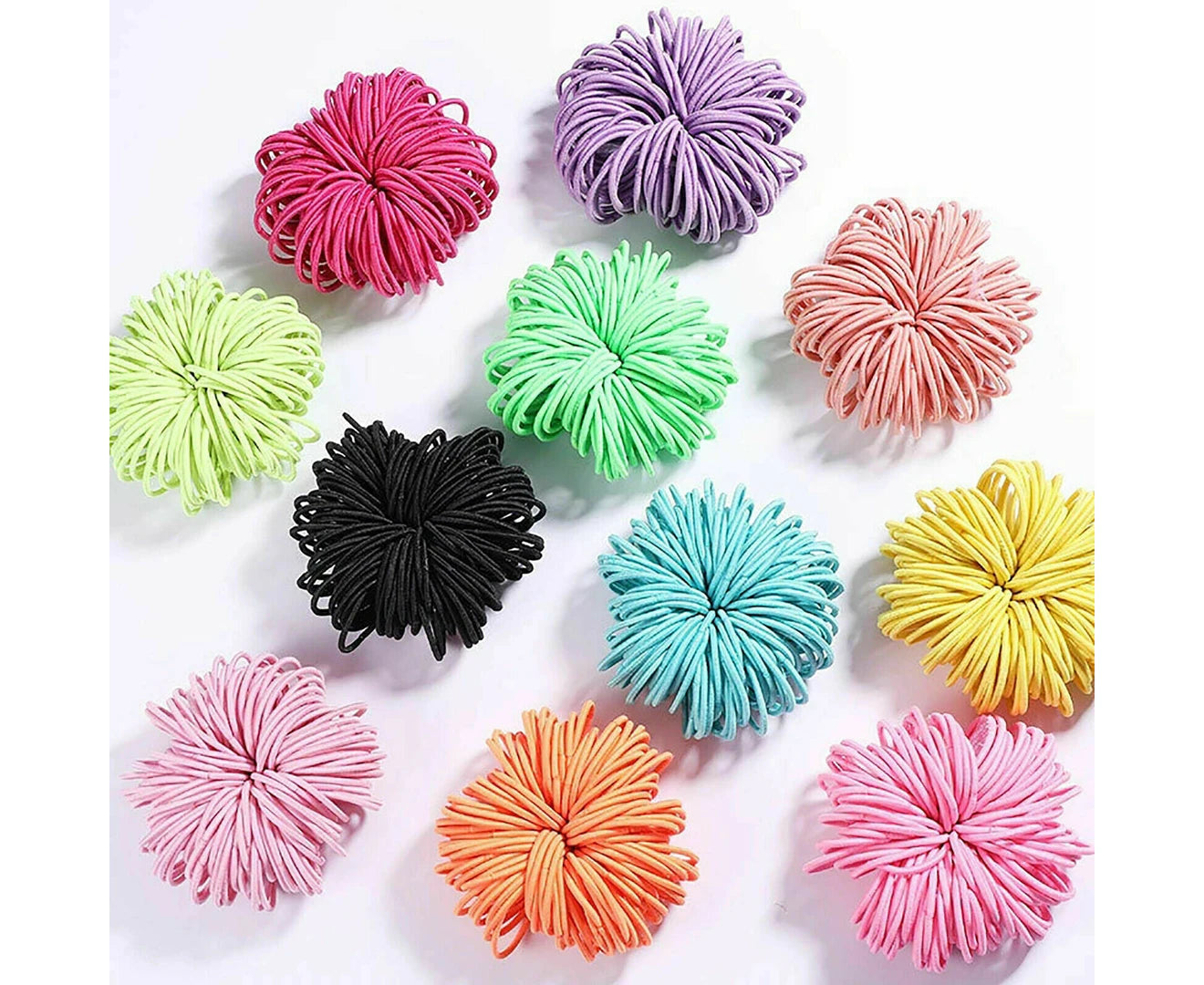 100X Hair Ties Elastic Band Snagless Ponytail Tie School Bubbles Various Colours