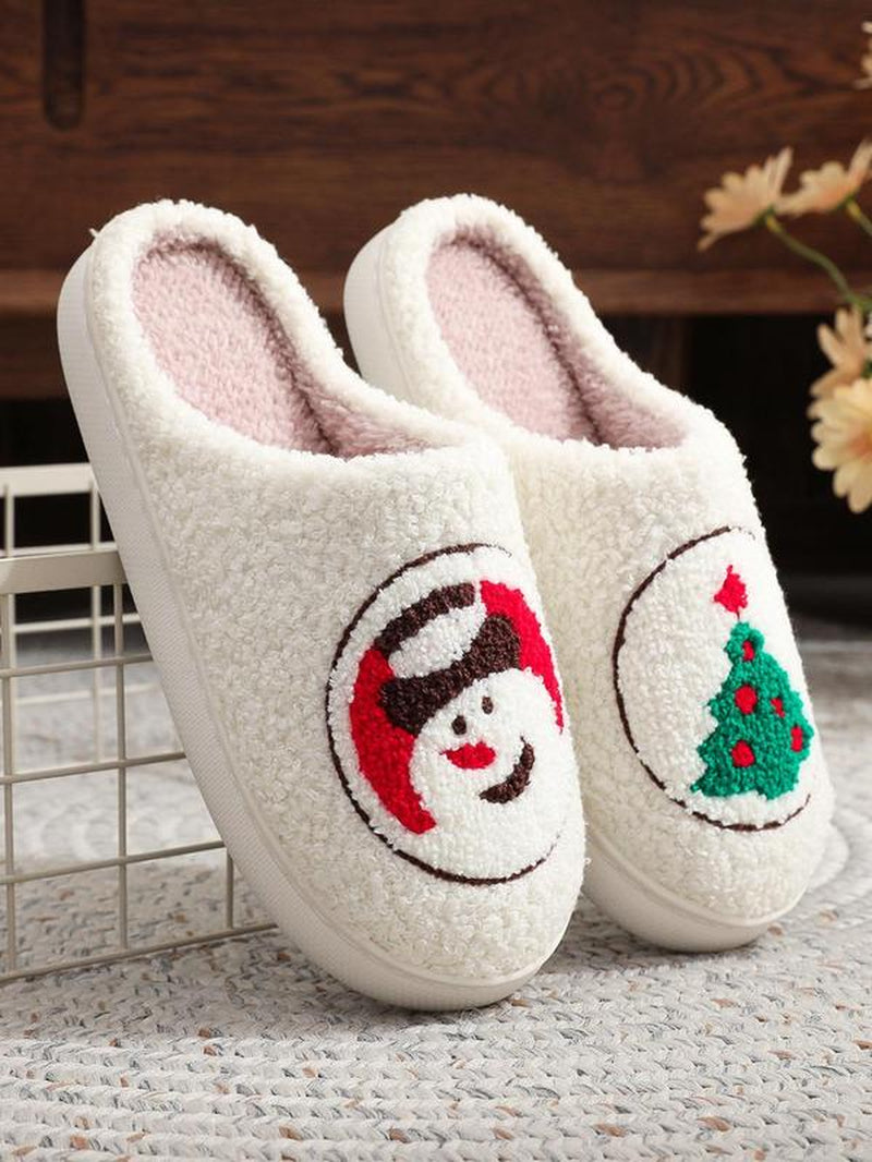 Women'S Cute Cartoon Deer Design Plush Bedroom Fluffy Slippers, Non-Slip Soft Plush Fuzzy Slippers for Indoor, Women'S House Slippers Indoor Slippers