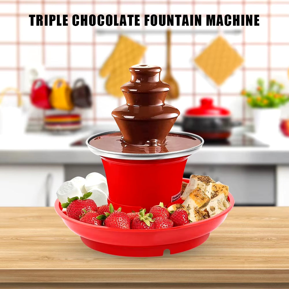 3Layer Chocolate Fountain Chocolate Melt with Heating Fondue Machine Fruits/Nuts/Treats Serving Tray Chocolate Melting Waterfall