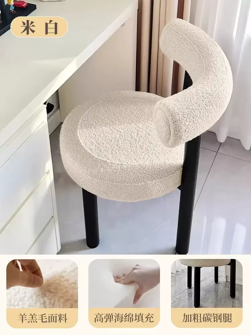 Backrest Lounge Chair Luxury Designer Seat Dresser Makeup Stool Room Furniture Stylish Lounge Seat Comfortable Vanity Chair