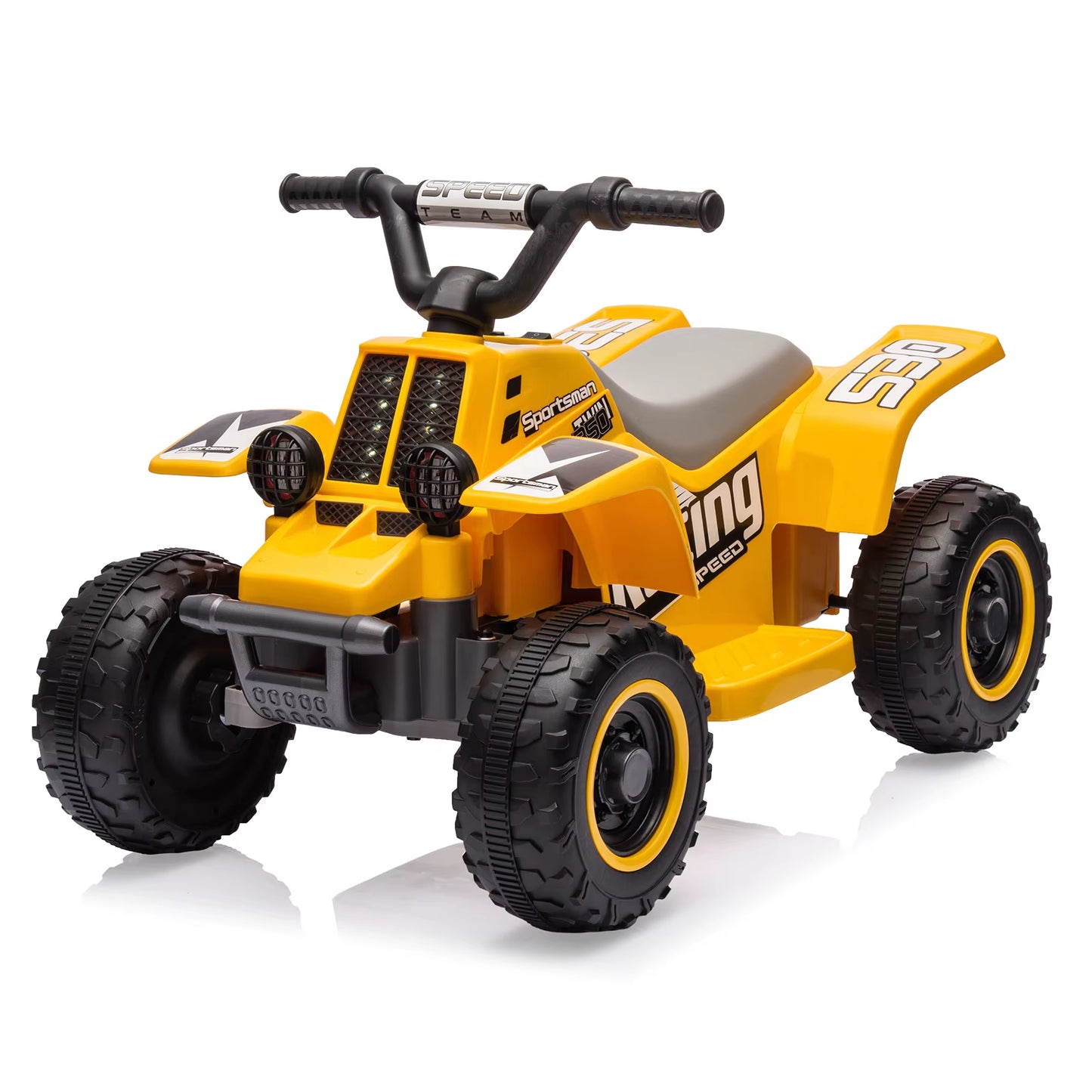 Kids Ride on ATV, 6V Ride on Car with Led Headlights, Ride-On Toy Treaded Tires, Rubber Handles, Push-Button Accelerator