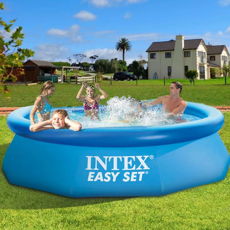 Crystal Blue Inflatable Pool Family Ground Swimming Pool for Kid Adult Outdoor Play Pool