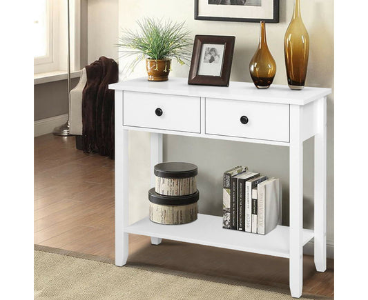 Console Table 2 Drawers 80CM White Chole