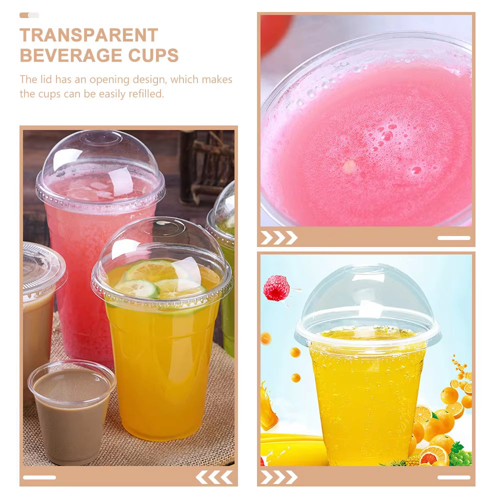 Drink Juice Cup Clear Coffee Cups Lids Transparent Beverage Packing Disposable Plastic Cold Abs Package Child for Party