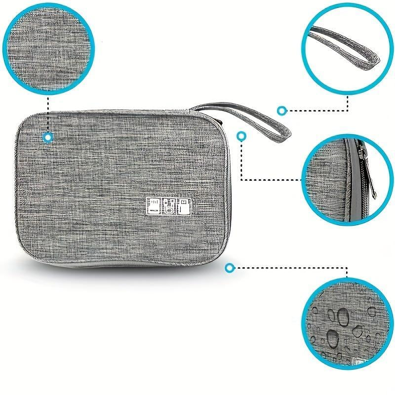 Multifunctional Storage Bag, 1 Count Travel Essentials Multi Grid Compartment Storage Container with Zipper and Handle, Portable Large Capacity Data Cable Organizer for Home, Summer Gift, Travel Accessories