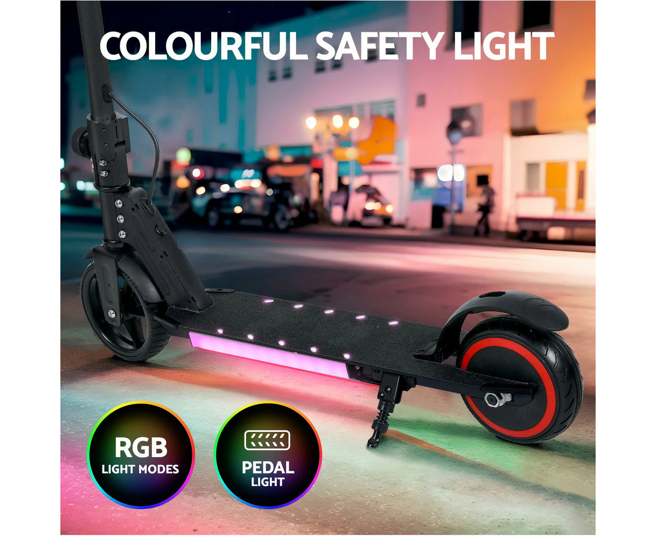 Electric Scooter 130W 16KM/H LED Light Folding Portable Riding Commuter Black