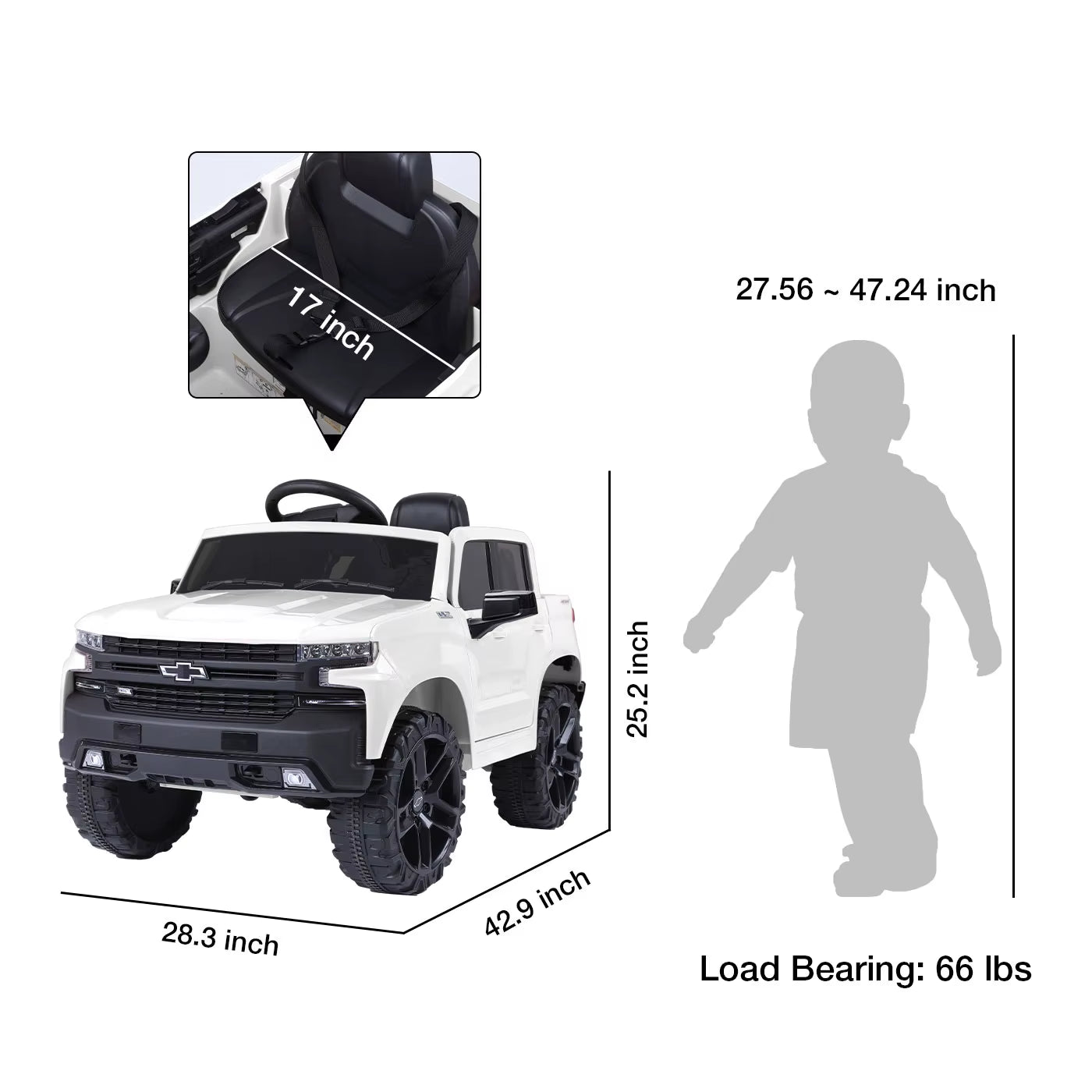 12V Electric Ride on Car 4 Wheeler Truck Safety Toy with Music Radio LED Lights Truck Car Remote Control Kids' Ride on Vehicles