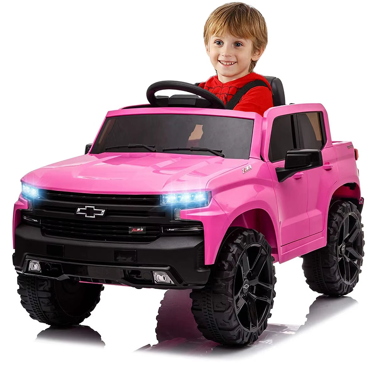 12V Electric Ride on Car 4 Wheeler Truck Safety Toy with Music Radio LED Lights Truck Car Remote Control Kids' Ride on Vehicles