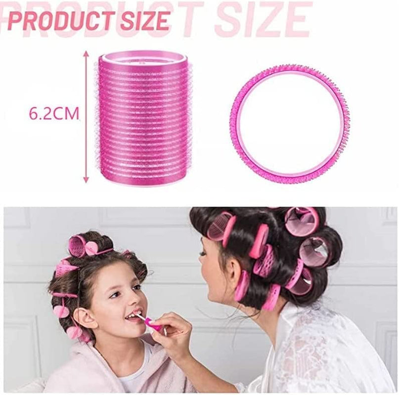 Self Grip Hair Rollers,12Pcs Self Grip Holding Hair Rollers Curlers,Jumbo Big Hair Rollers Set Hair Curlers Self Grip Holding Rollers with 12Pcs Clips,Jumbo Size Hair Rollers Self Grip Hair Roller