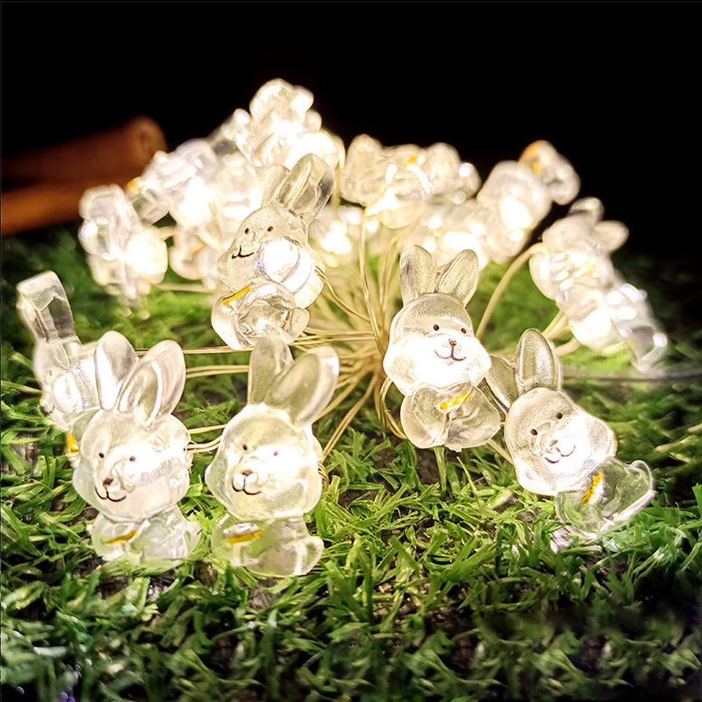 2M 20Led Easter LED String Lights Rabbit Carrot Easter Egg Decorations for Home Bunny Fairy Light Supplies Happy Easter Gifts