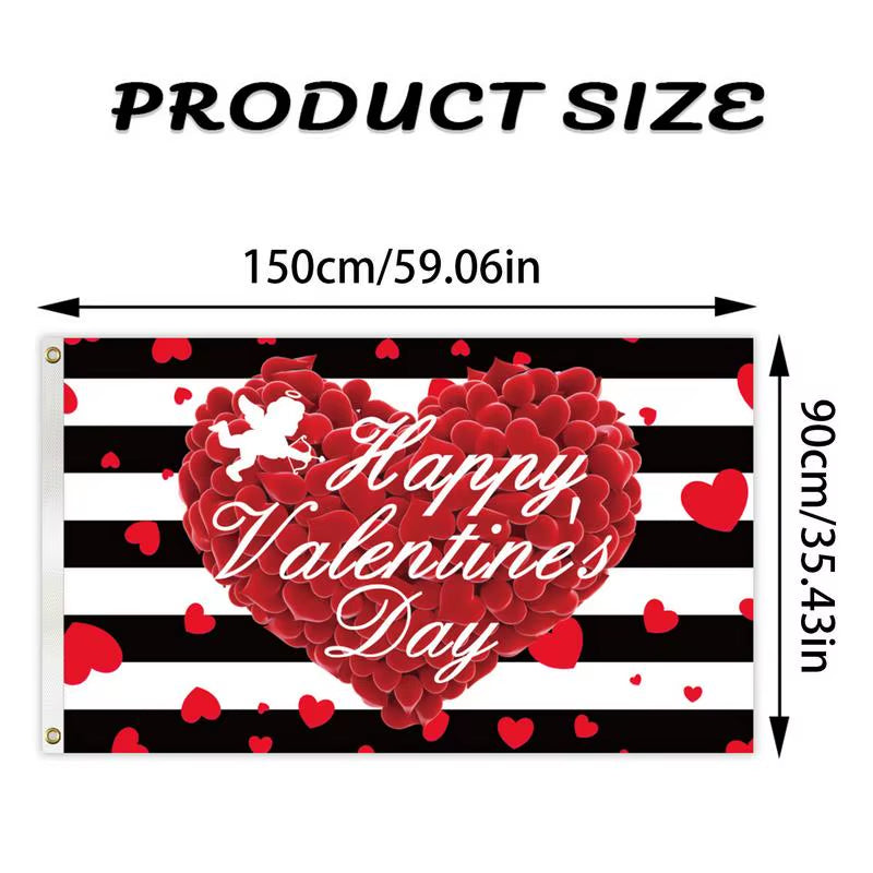 90X150Cm Valentine'S Day Theme Flag Hanging Decoration Double Sided Valentines Day Flag Valentines House Flag for Balcony Patio