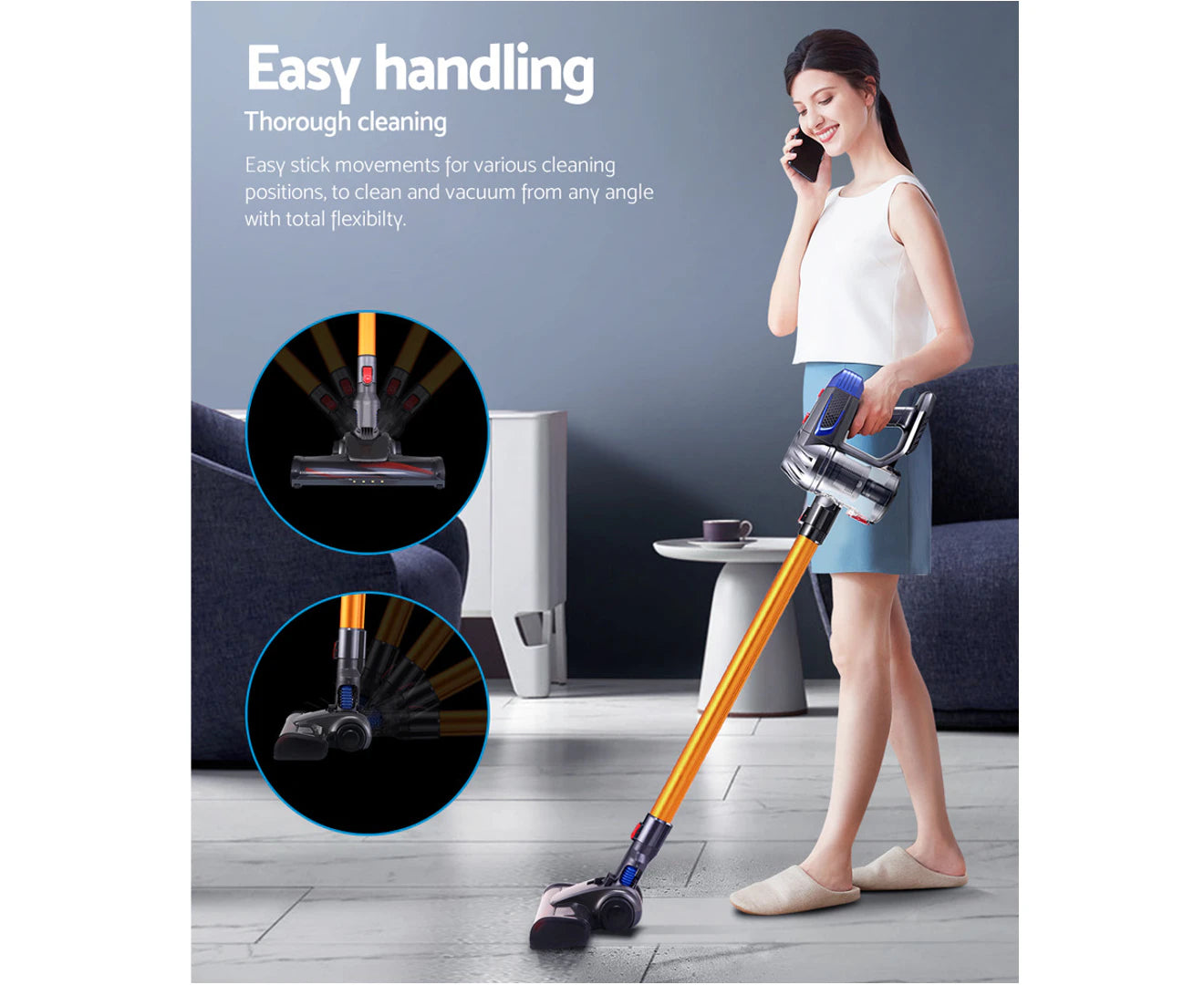 Stick Vacuum Cleaner Bagless Cordless 150W Gold