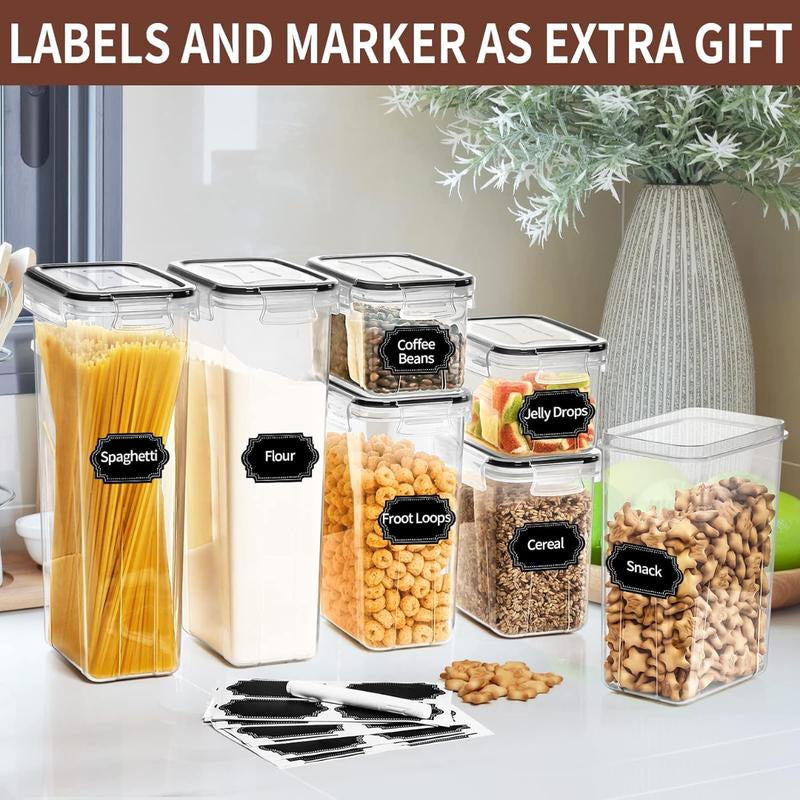 24 PCS Airtight Food Storage Containers with Lids, Kitchen Pantry Organization and Storage, Bpa-Free Plastic Scale Food Canisters for Cereal, Flour, Sugar, Dry Food, Include Labels & Marker