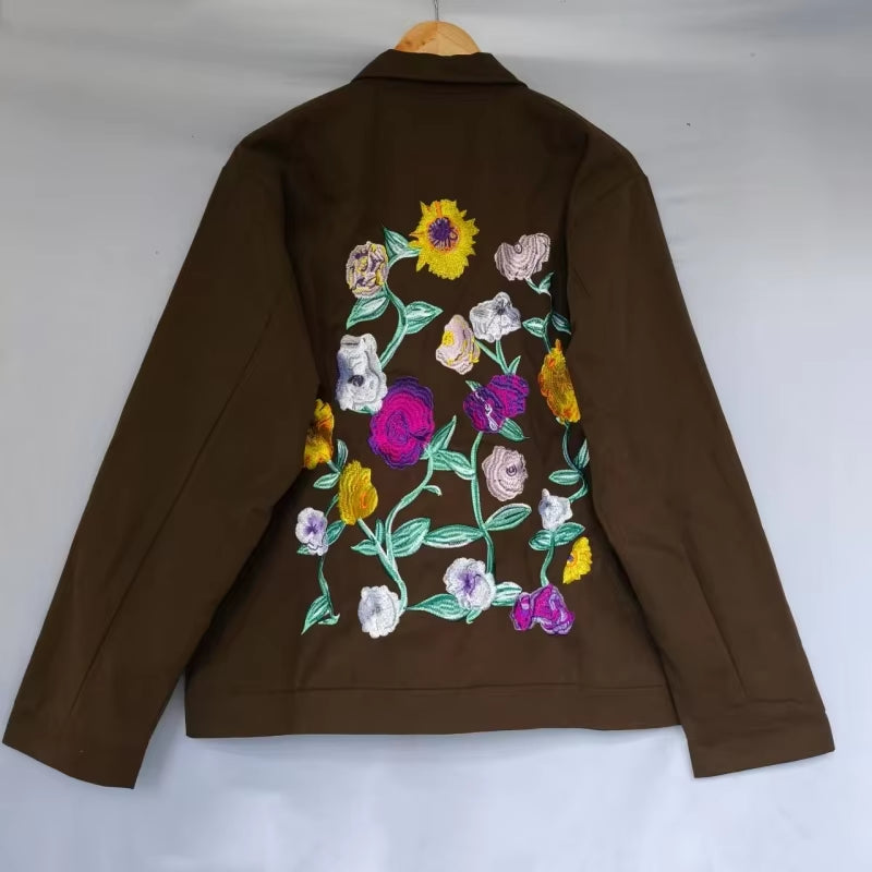 2024 New TS Vocal Piano Embroidery Flowers Long Sleeve Men'S Women'S Taylor Cardigan Jacket Cotton Brown Zipper Taylors Jacket