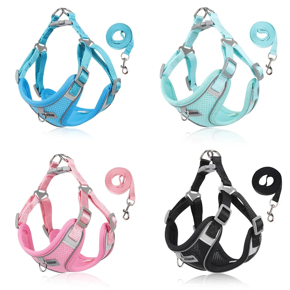 Dog Harness Leash Set for Small Medium Dog Cat Chest Strap Reflective Dog Clothes Vest Set Chihuahua Outdoor Walking Pet Supplie