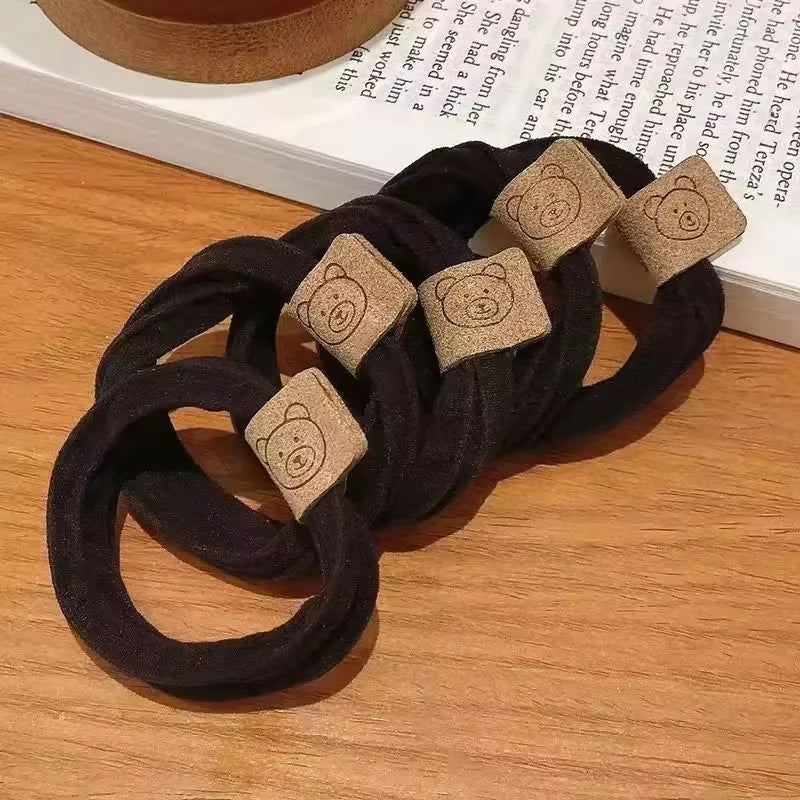 6-Pack Simple Durable Frosted Telephone Line Hair Ties High Elasticity Rubber Band Women Hair Accessories