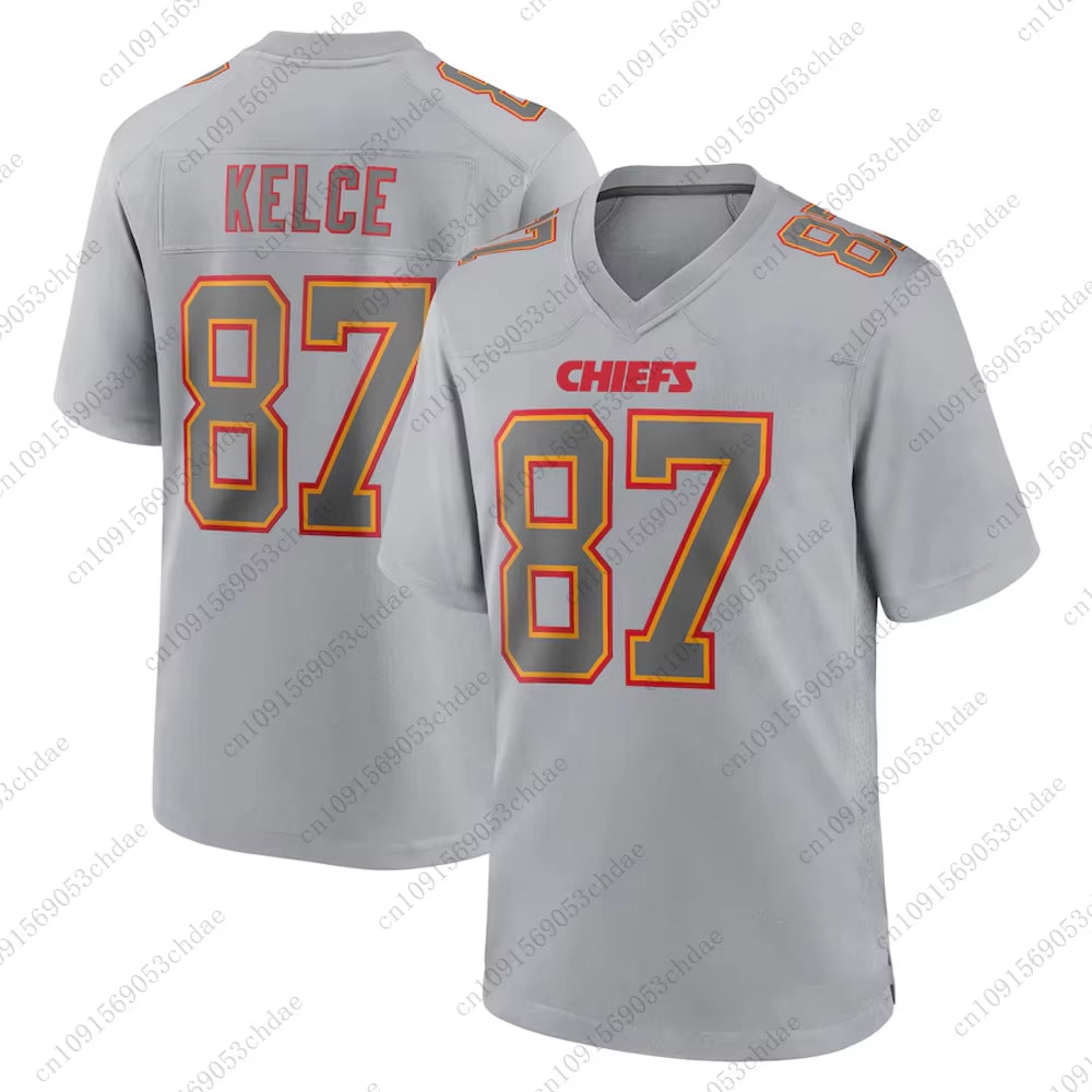 Popular Chiefs Travis Kelce Mens Rugby Jersey #87 Hot Selling Breathable Quick-Dry Outdoor Football Uniform for Adult&Kids