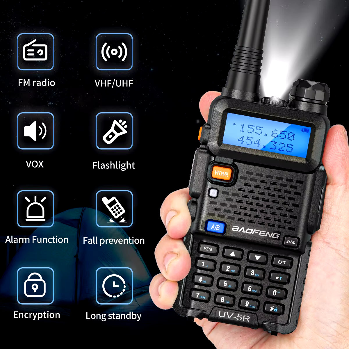 1/2PCS  UV 5R 5W 8W Walkie Talkie Ham CB Radio Long Range Dual Band VHF UHF FM Transceiver Two Way Radio UV5R K5 Plus