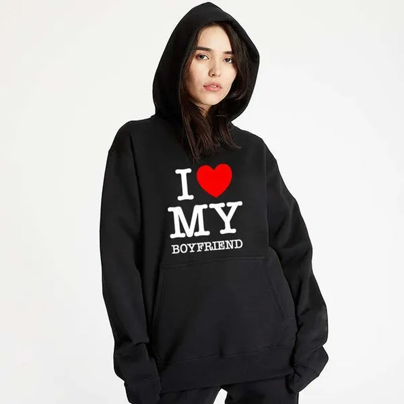 I Love My Girlfriend I Love My Boyfriend Hoodies for Couples Him and Her, Valentine'S Day Matching Hoodies for Couples, Wife Husband Boyfriend Girlfriend Gifts, His and Her Valentine Sweatshirts