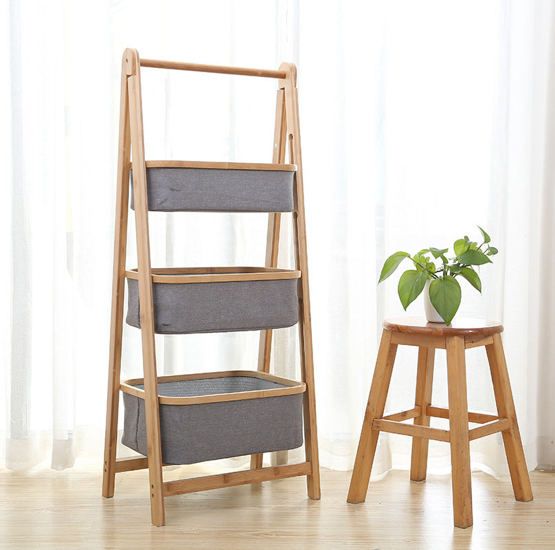 Bamboo Fabric Storage Rack Bedroom