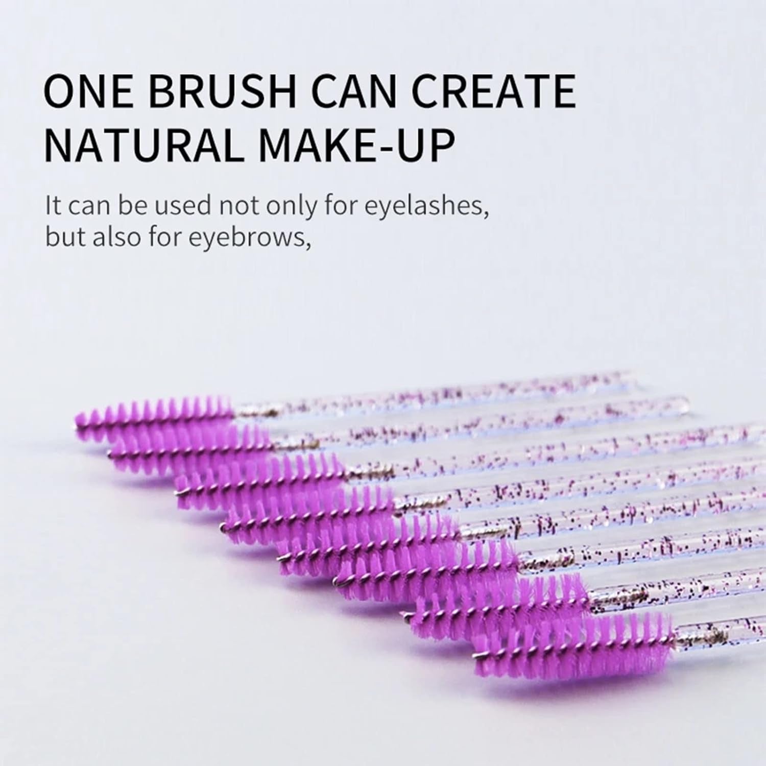 Disposable Eyelash Brushes with Spiral Design Multi-Color Mascara Wands Portable Makeup Applicator Kit for Eyelash Extensions and Eyebrow Brush (Crystal Purple-100Pcs)