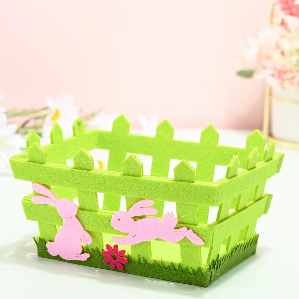 2024 Non-Woven Fabric Easter Basket Kids Color Eggs Bucket Welcome Spring Insect Butterfly Parti Bunny Easter Party Happy Easter