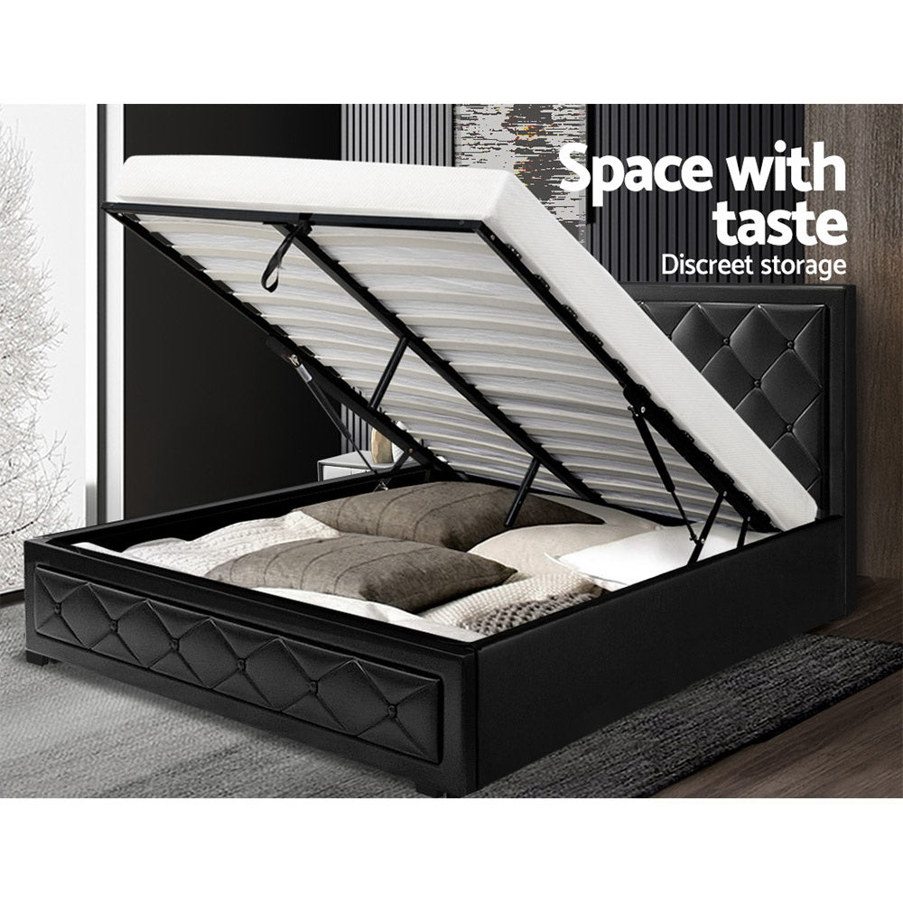 Bed Frame Queen Size Gas Lift Black TIYO